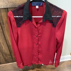 Lace button down blouse